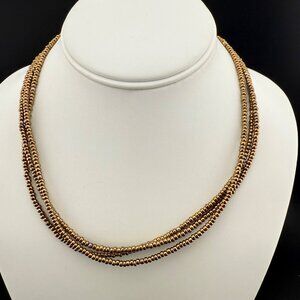 Silpada Multi-Strand Sterling Silver & Brass Beaded Necklace Adjustable Chain Lo